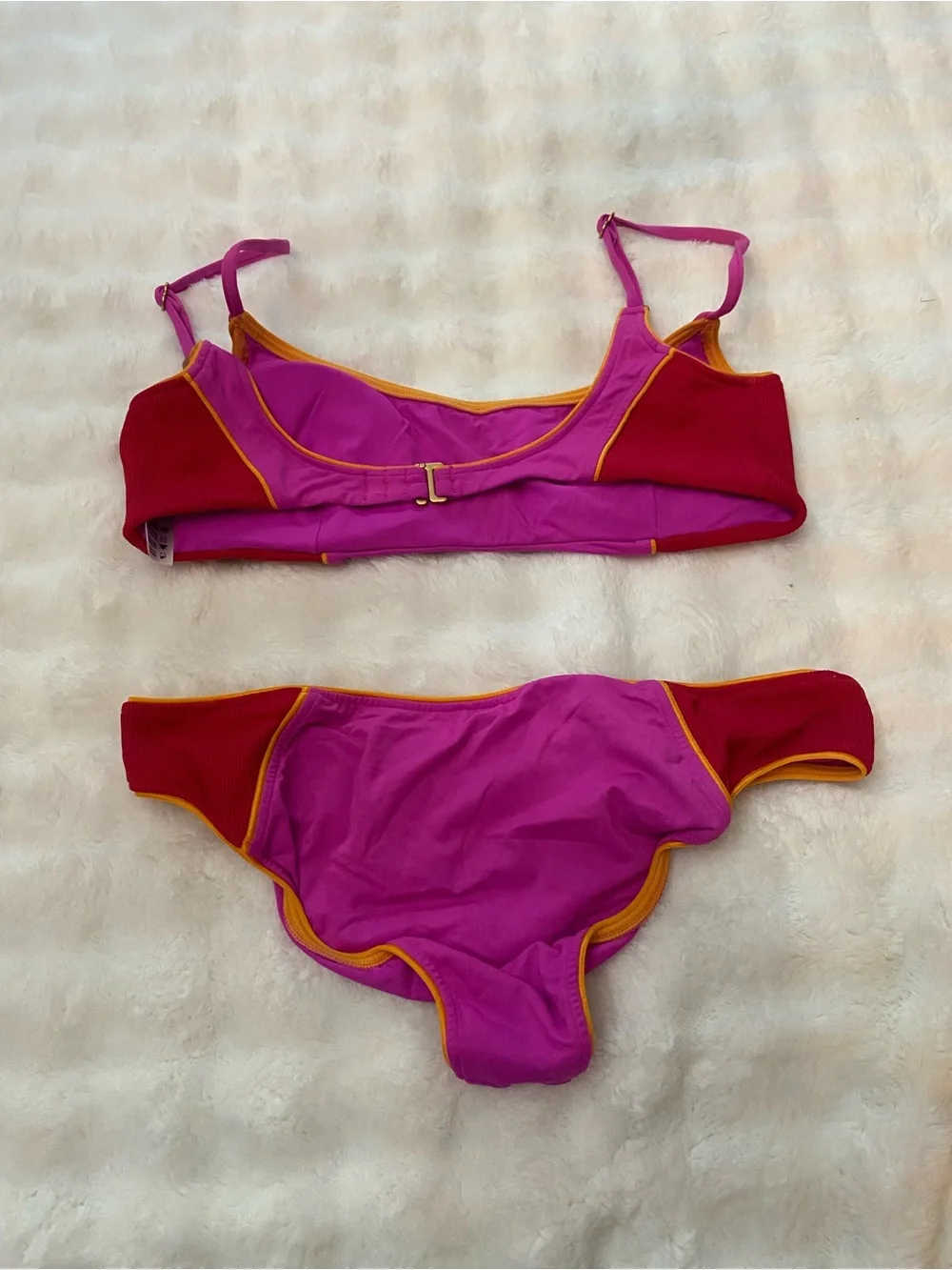 L*Space Colorblock Bikini Set Pink Red Large 39443